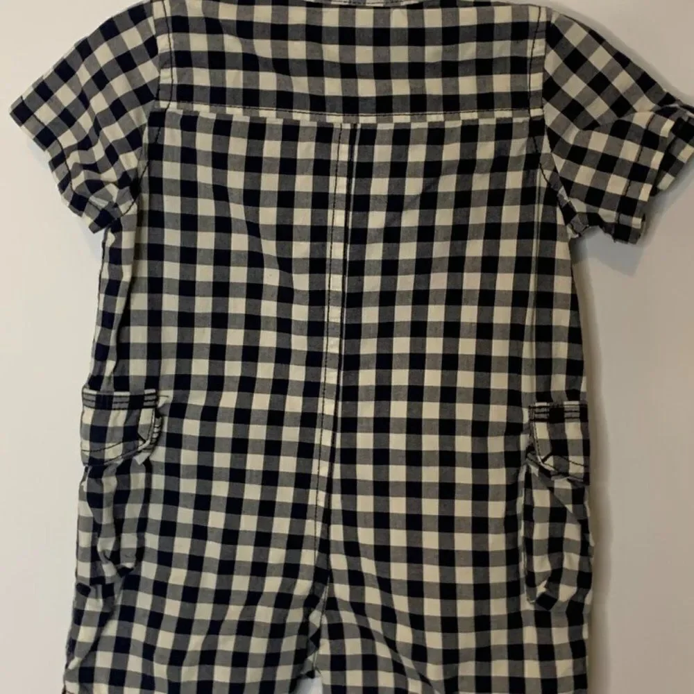 Baby Gap Gingham Print Navy Romper